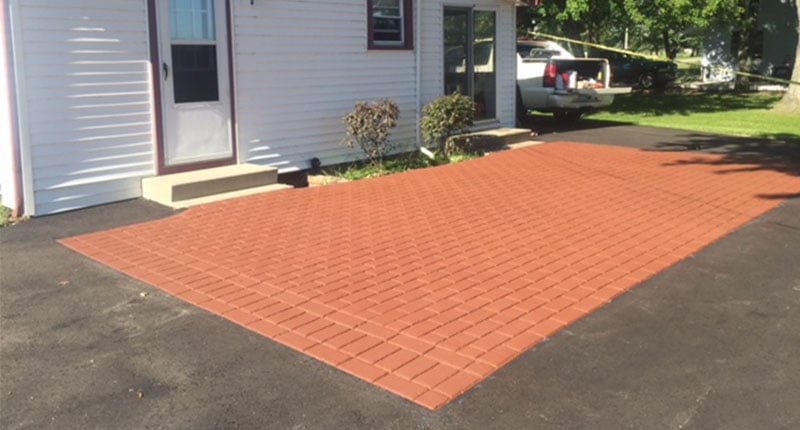 Stamped Asphalt Patio with Driveway